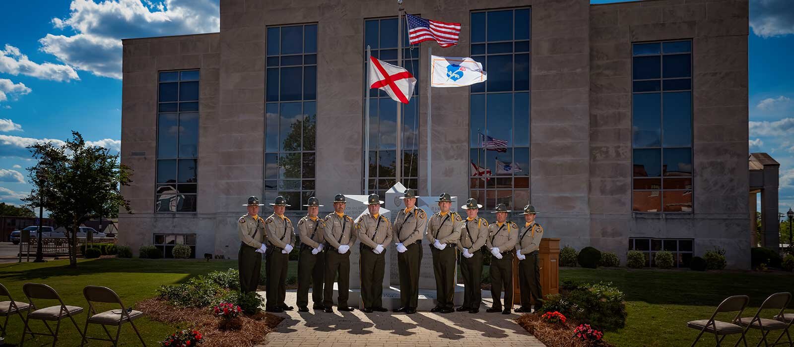 Sheriff's Office staff in front of courthouse